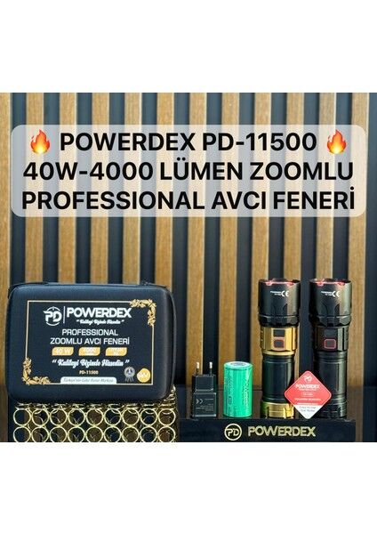 PD-11500 | 40 W – 4000 Lümen Zoomlu Şarjlı Avcı El Feneri