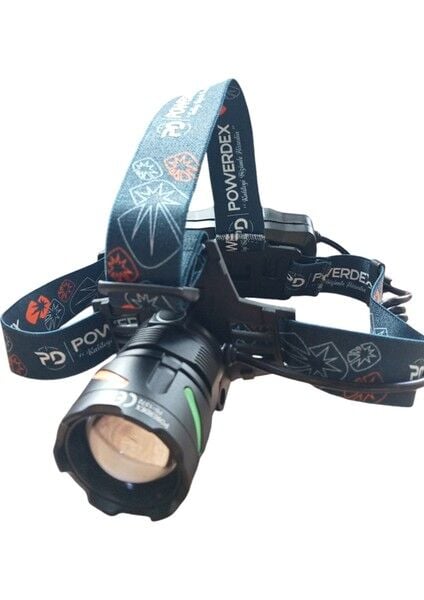 Powerdex PD-1372 Şarjlı Kafa Lambası 25W 1800 Lümen Zoomlu 5 Modlu Dijital Göstergeli Suya Dayanıklı LED Fener