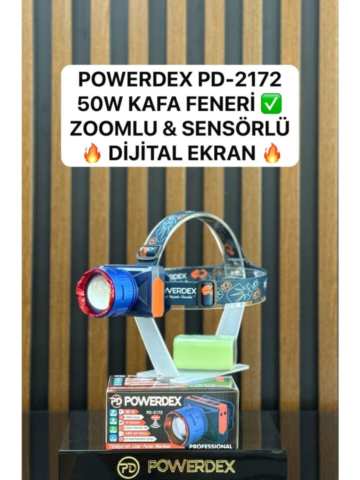 Powerdex PD-2172 Sensörlü Profesyonel Kafa Lambası - 3000 Lümen 50W (8 Saat Çalışma Süresi)