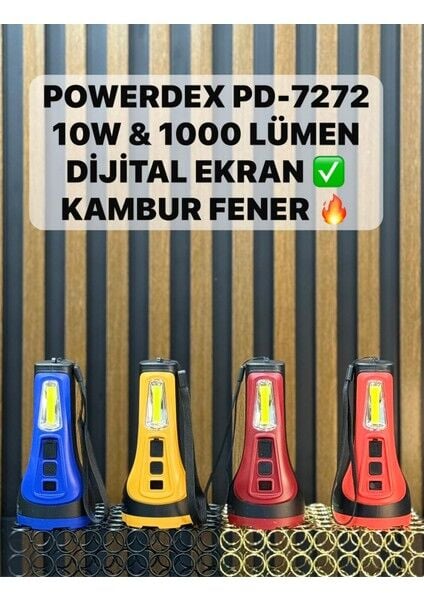 PD-7272 Profesyonel El Feneri | 10W – 1000 Lümen – 6400 Mah – Powerbank Özellikli & Cob LED Aydınlatma