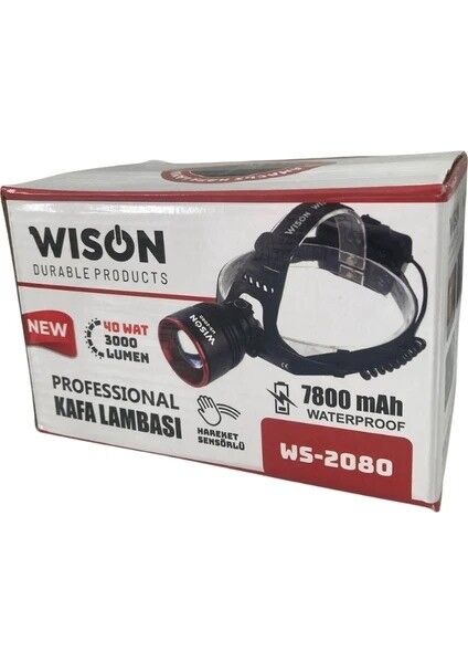 WS-2080 | 40W • 3000 Lümen • Hareket Sensörlü Profesyonel Şarjlı Kafa Lambası