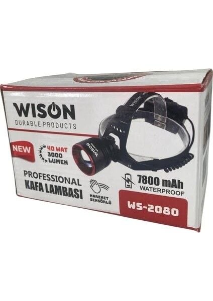 WS-2080 | 40W • 3000 Lümen • Hareket Sensörlü Profesyonel Şarjlı Kafa Lambası