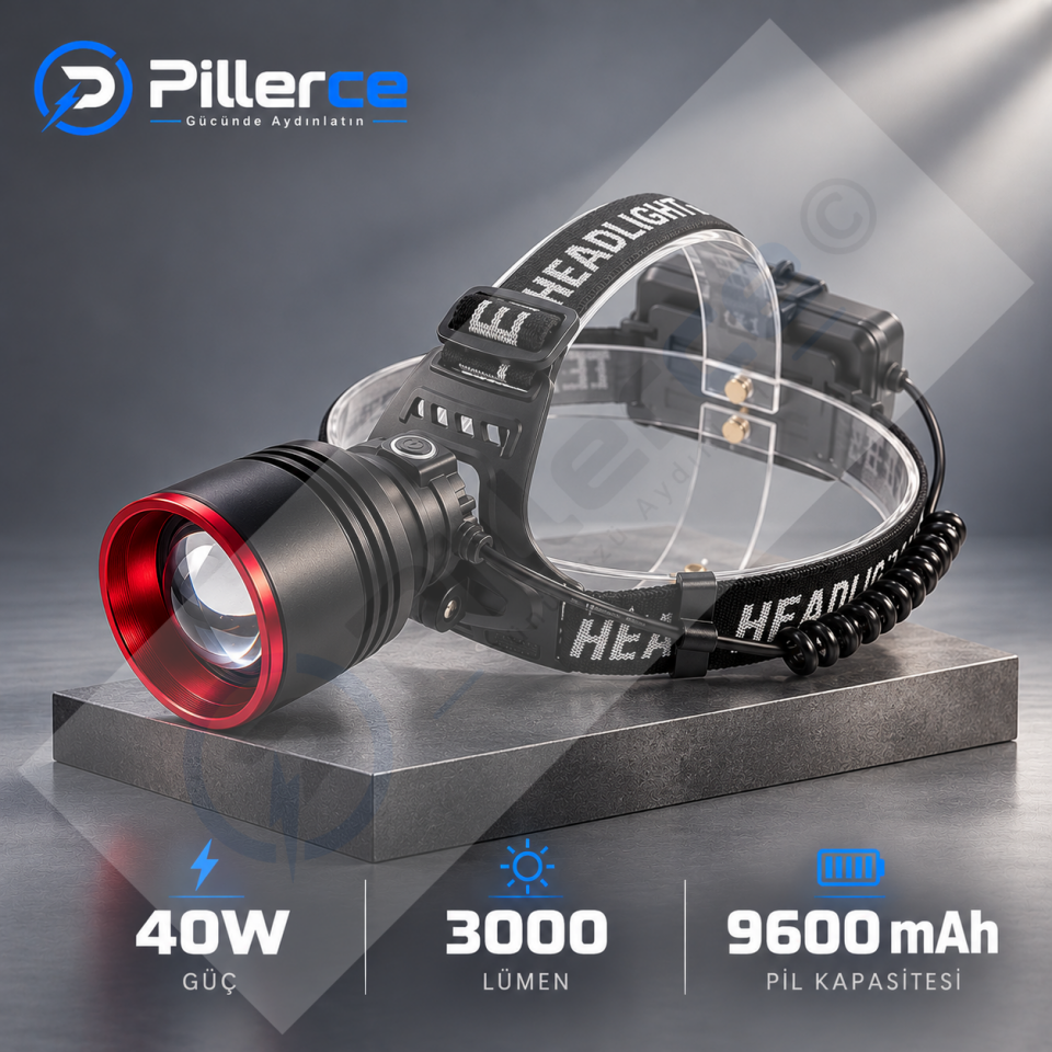 Wison WS-2080 Profesyonel Şarjlı Kafa Lambası | 40W – 3000 Lümen – 9600 mAh – Sensörlü – Zoomlu – Powerbank Özellikli
