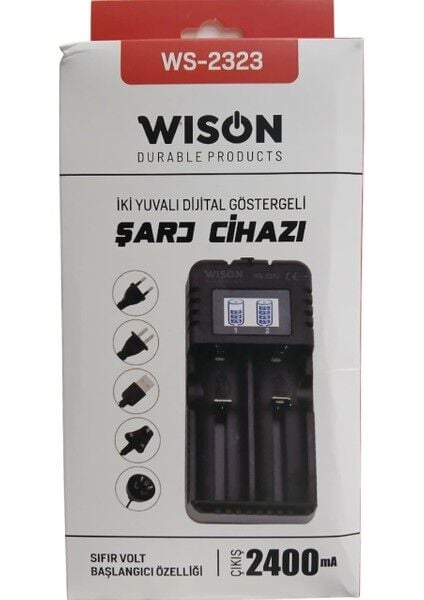 WS-2323 Akıllı Pil Şarj Aleti | 2400 Mah Çıkış – Şarj Göstergeli – 26650’E Kadar Tüm Pillerle Uyumlu