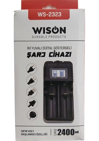 WS-2323 Akıllı Pil Şarj Aleti | 2400 Mah Çıkış – Şarj Göstergeli – 26650’E Kadar Tüm Pillerle Uyumlu