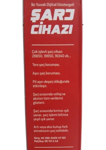 WS-2323 Akıllı Pil Şarj Aleti | 2400 Mah Çıkış – Şarj Göstergeli – 26650’E Kadar Tüm Pillerle Uyumlu
