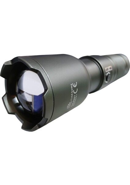 GK-9607 Profesyonel El Feneri | 100W 10.000 Lümen | 7200 Mah, 2200 M Menzil, Zoomlu, Metal Gövde, Type-C Şarjlı