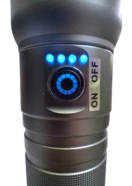 GK-9607 Profesyonel El Feneri | 100W 10.000 Lümen | 7200 Mah, 2200 M Menzil, Zoomlu, Metal Gövde, Type-C Şarjlı