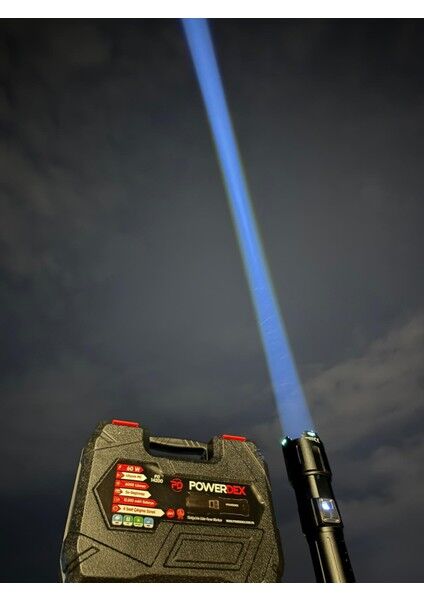 PD-14200 Profesyonel El Feneri | 60W – 6000 Lümen – 12.000 Mah – Powerbank Özellikli, Zoomlu, Metal Gövde