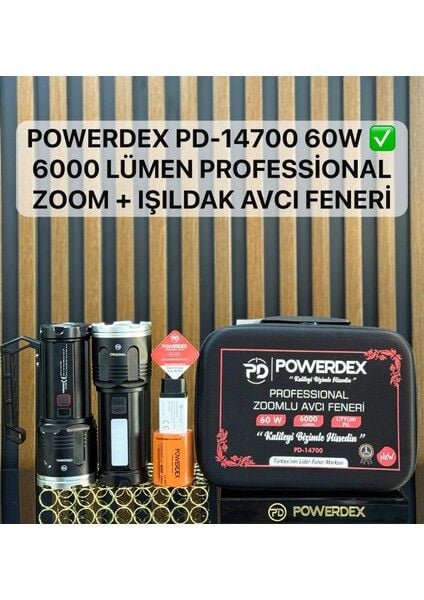 PD-14700 | 60 W – 6000 Lümen Şarjlı Zoomlu Avcı El Feneri