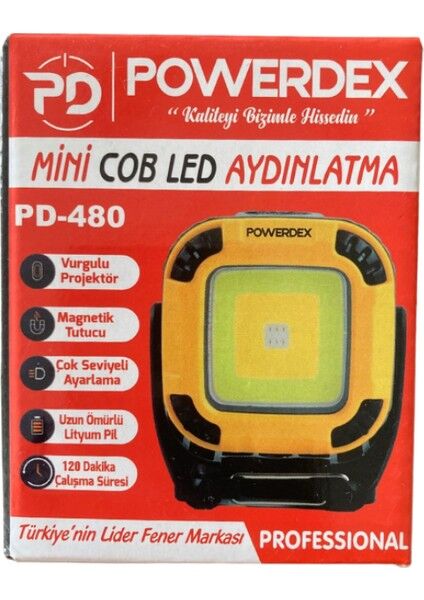 PD-480 Cob LED Manyetik Aydınlatma | Mini Taşınabilir Şarjlı Lamba