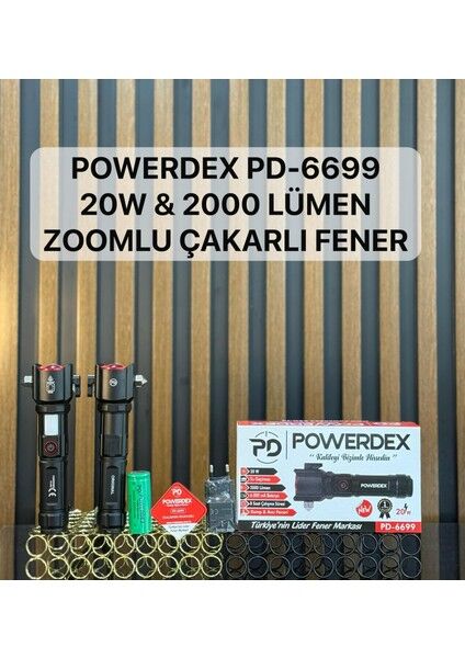 PD-6699 El ve Kamp Feneri | 20W, 2000 Lümen, 6000MAH Batarya, Su Geçirmez, Çok Fonksiyonlu