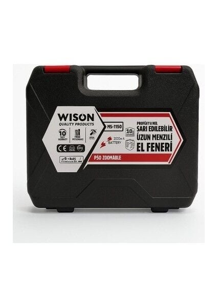 WS-1150 Profesyonel Şarjlı El Feneri | 60W – 5500 Lümen – 22000MAH – 10 Saat Çalışma – Zoom – Metal Gövde