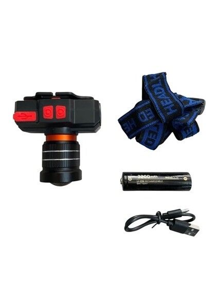 WS-2035 Profesyonel Kafa Lambası | 15W – 1500 Lümen – Zoomlu – Type-C Şarj – 3200 Mah Batarya
