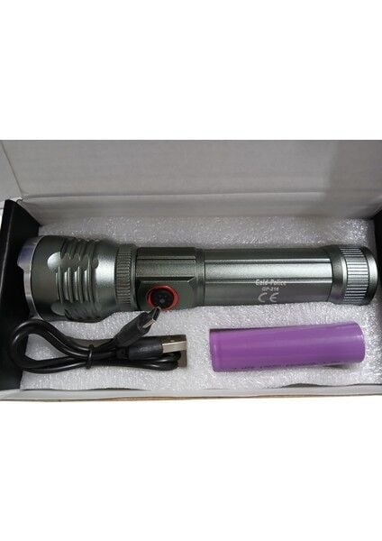 GP-216 Şarjlı El Feneri | 2000 Lümen – Tg LED – Alüminyum Gövde – Mıknatıslı – Zoom Özellikli