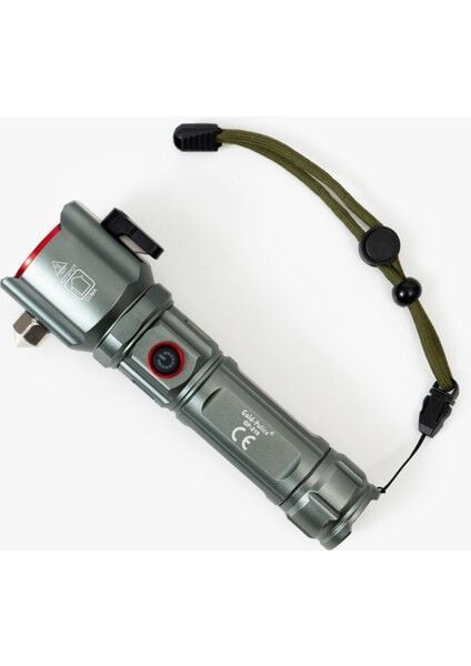 GP-218 Profesyonel Acil Durum El Feneri | 30W – 3000 Lümen – 5000 Mah – Cam Kıracılı, Kemer Kesicili, Zoomlu & Type-C Şarjlı