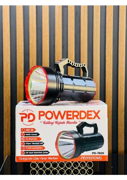 Powerdex PD-7800 50W 5000 Lümen Şarjlı El Feneri Projektör 1000 Metre Uzun Menzil 10000 mAh Güçlü Fener