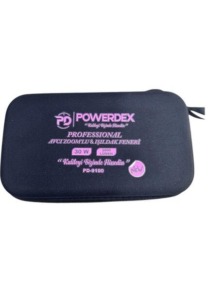 Powerdex PD-9100 Profesyonel El Feneri | 30W 2800 Lümen | 8800 Mah, Zoomlu, Metal Gövde, Type-C Şarjlı