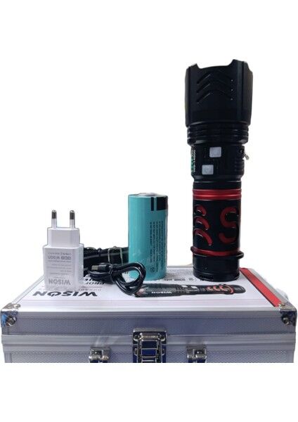 WS-14800 Profesyonel El Feneri | 80W – 8000 Lümen – 32000 Mah – Powerbank Özellikli, Type-C Şarjlı