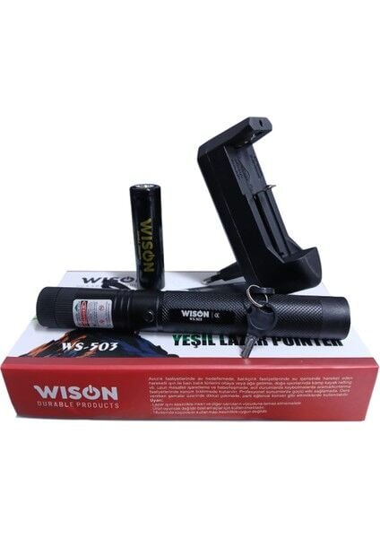 WS-503 Profesyonel Yeşil Lazer | Full Metal Gövde – Mercekli Başlık – Anahtarlı Güvenlik Sistemi – 18650 Pil Dahil