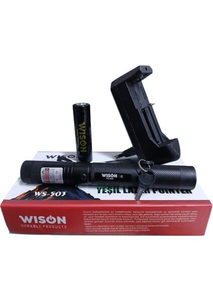 WS-503 Profesyonel Yeşil Lazer | Full Metal Gövde – Mercekli Başlık – Anahtarlı Güvenlik Sistemi – 18650 Pil Dahil