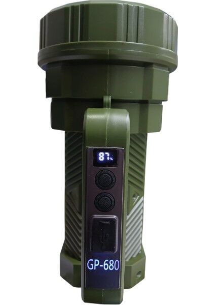 GP-680 Şarjlı El Feneri | 100W Projektör – 7 Mod – 2000MAH – Powerbank Özelliği