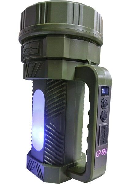 GP-680 Şarjlı El Feneri | 100W Projektör – 7 Mod – 2000MAH – Powerbank Özelliği