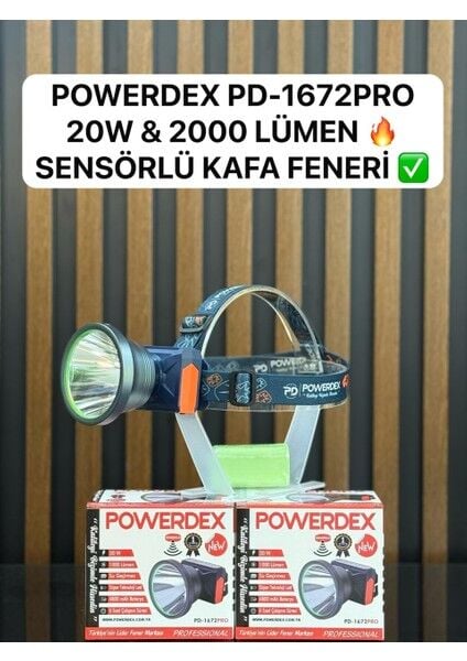 PD-1672-PRO Profesyonel Kafa Lambası | 20W – 1000 Lümen – 4800 Mah – Sensörlü – Type-C Şarjlı