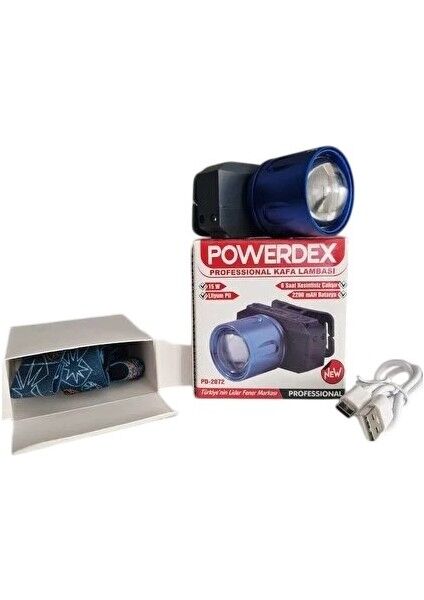 PD-2072 Profesyonel Kafa Lambası | 15W 1500 Lümen | Sensörlü, Zoomlu, Metal Kafa, Type-C Şarjlı