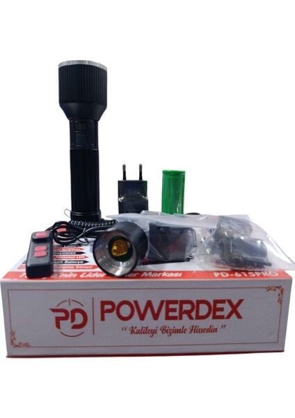 PD-615-PRO Profesyonel El & Tüfek Feneri | 30W – 2400 Lümen – 6000 Mah – Zoomlu – Type-C Şarjlı