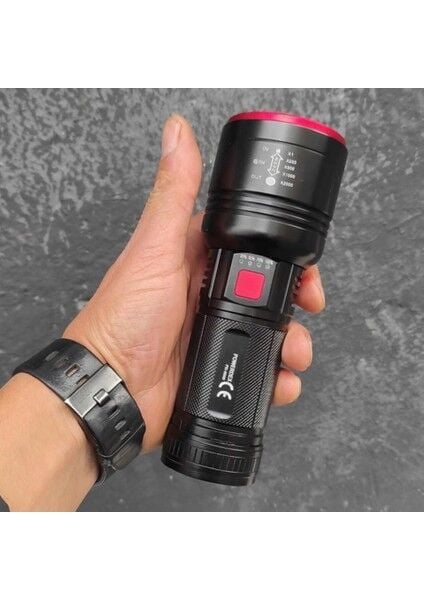 Powerdex PD-9000 Profesyonel Avcı Feneri | 20W – 2000 Lümen – 7800 mAh – Zoomlu – Şarjlı LED El Feneri