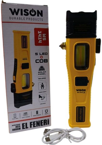 WS-1414 Profesyonel Çalışma Lambası | 700 Lümen – 3 Renk Cob – Solar Panelli – Powerbank Özellikli