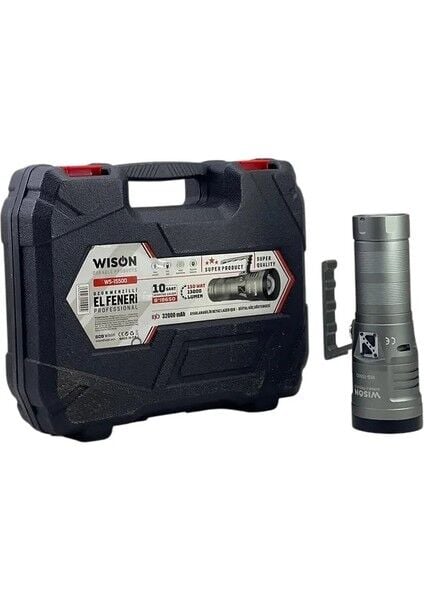 WS-15500 Profesyonel Uzun Menzilli El Feneri | 13.000 Lümen – 130W – 32.000 Mah