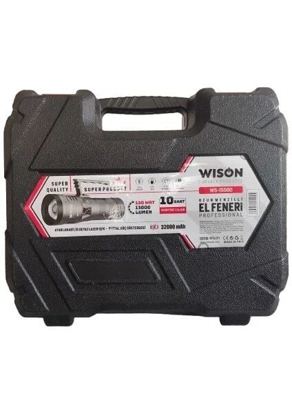 WS-15500 Profesyonel Uzun Menzilli El Feneri | 13.000 Lümen – 130W – 32.000 Mah