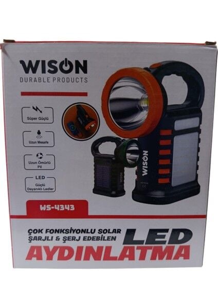 WS-4343 Profesyonel Kamp Feneri | Güneş Panelli, Powerbank Özellikli, Çok Amaçlı Aydınlatma