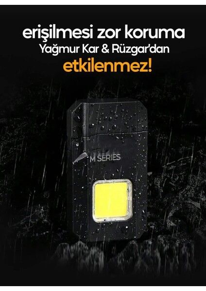 M8 Çakmaklı Fener | Şarjlı Yüksek Parlak Cob LED Lamba Rüzgar Geçirmez Çakmaklı Fener