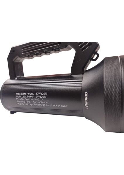 PD-4700 Profesyonel El Feneri | 30W – 3000 Lümen – 9600 Mah – Metal Kasa – Powerbank – Dijital Göstergeli