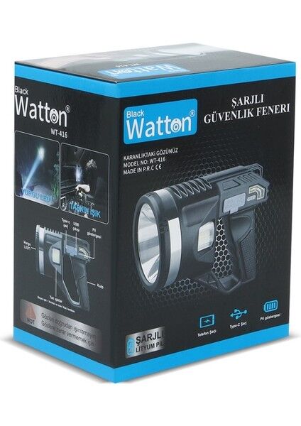 WT-416 Tripod Güvenlik Feneri – P50 LED 150–750 M Menzi̇l – 8800 Mah Powerbank – 5 Mod – Type-C Şarj