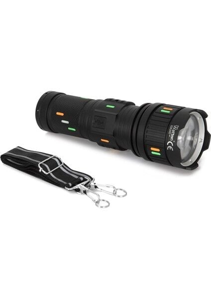 WT-731 El Feneri - Tg LED 1200 Metre Aydınlatma - Type-C Şarjlı Powerbank Özellikli - Alüminyum Gövde