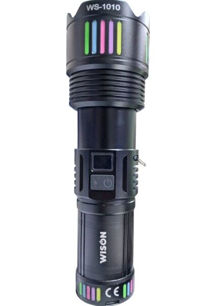 1010 Profesyonel El Feneri | 55W – 5500 Lümen – 13.200 Mah – Zoom Özellikli – Metal Gövde – Type-C Şarjlı