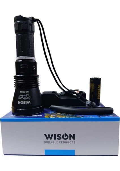 WS-5555 Profesyonel Dalış Feneri | 15W 2200 Lümen | 120M Su Geçirmez | Metal Gövde