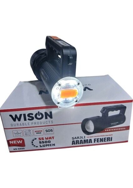 WS-8585 Profesyonel Arama Feneri | 55W – 5500 Lümen – 22.000 Mah – Zoomlu, Arka Işık & Çakar Modlu