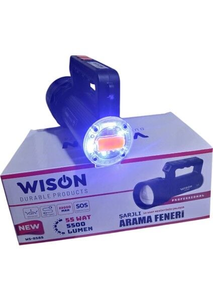 WS-8585 Profesyonel Arama Feneri | 55W – 5500 Lümen – 22.000 Mah – Zoomlu, Arka Işık & Çakar Modlu