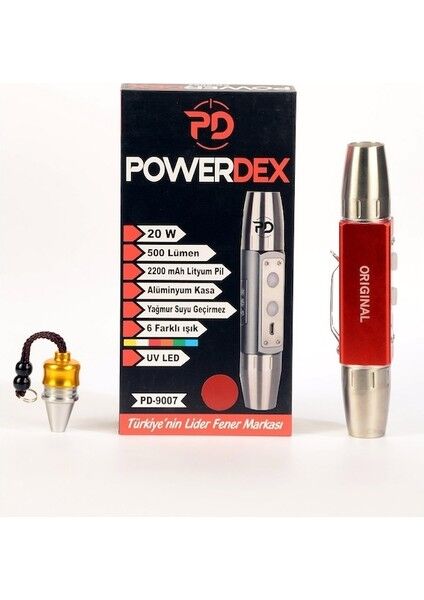PD-9007 20 Watt 500 Lümen Ultraviyole LED Şarjlı El Feneri