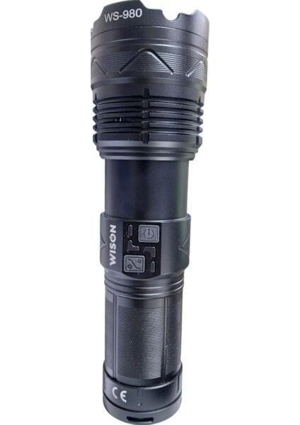 980 Profesyonel Zoomlu El Feneri | 60W – 6000 Lümen – 13.200 Mah – Type‑c – Metal Gövde