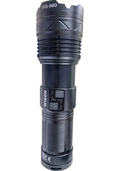 980 Profesyonel Zoomlu El Feneri | 60W – 6000 Lümen – 13.200 Mah – Type‑c – Metal Gövde