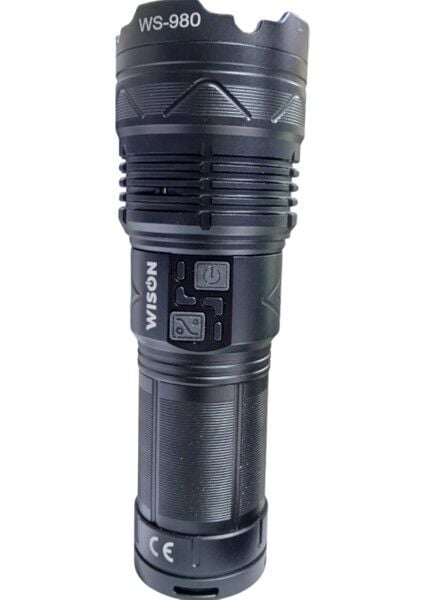 980 Profesyonel Zoomlu El Feneri | 60W – 6000 Lümen – 13.200 Mah – Type‑c – Metal Gövde