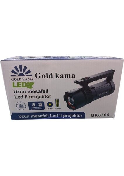 GK-6766 Uzun Mesafeli LED El Feneri | 20W – 2000 Lümen – Zoomlu – Type-C Şarjlı