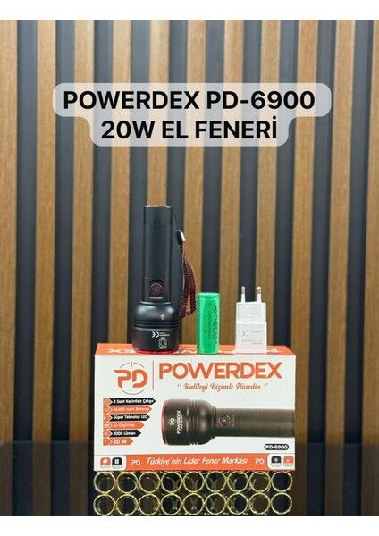 PD-6900 Profesyonel El Feneri | 20W – 2000 Lümen
