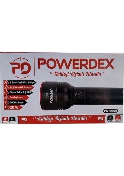 PD-6900 Profesyonel El Feneri | 20W – 2000 Lümen